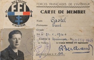 Carte de membre des F.F.I de Paul Castel (1945)