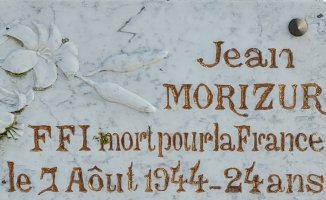 Plaque commémorative sur la sépulture de Jean Morizur